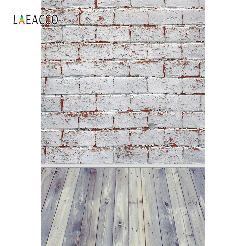 

Laeacco Brick Wall Wooden Board Backdrop Splice Planks Ground Photography Background Customized Backdrops For Photo Studio