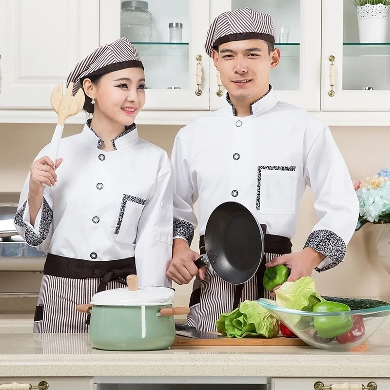 Белый Еда услуги белый верхняя одежда для повара отель кухня одежда Кук униформа Одежда китайский стиль шеф повара B-5973 - Цвет: Белый
