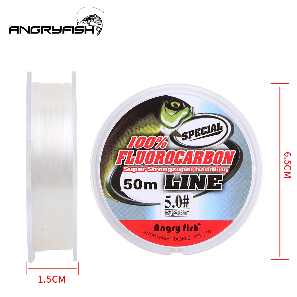 Angryfish Fluorocarbon Fishing Line 50m Transparent/Pink Super strong Carbon Fiber Leader Line 3