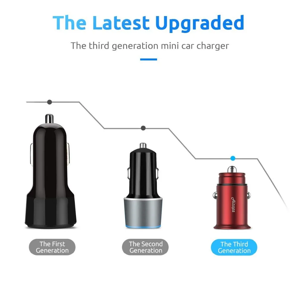 شاحن سيارة ، Ainope 4.8A سيارة من سبيكة الألومنيوم مهايئ شاحن المزدوج USB ميناء سريع سيارة شحن البسيطة فلوش صالح متوافق الهاتف x/8