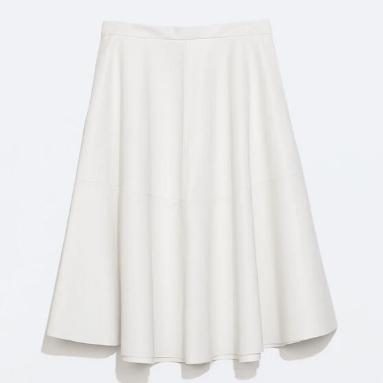 Новое поступление мода бренд весна осень зима великобритании Большой размер большой размер женщина высокая талия юбка в складку кожаная миди юбка