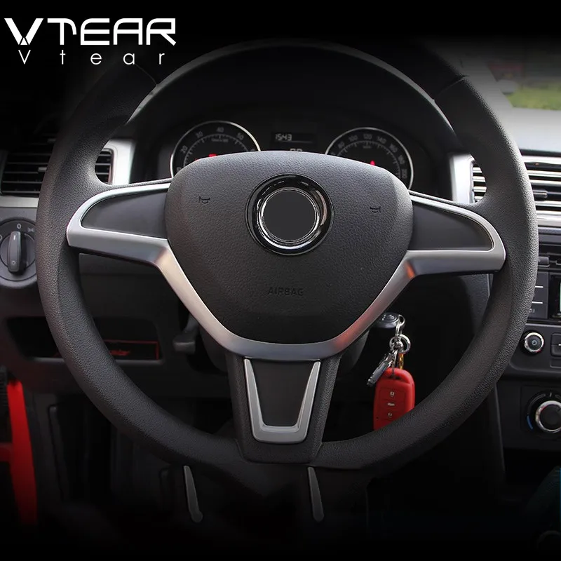 

Vtear For Skoda Octavia A7 Accessories car Steering wheel cover car-styling chrome trim Interior Mouldings decoration part 15-19