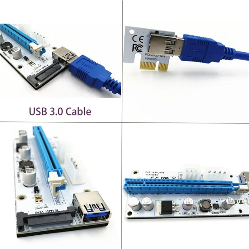 Удлинительный кабель aaaaj-Ver 008S Pci-E Riser Express 1X To 16X Usb 3,0 для майнинга изображений