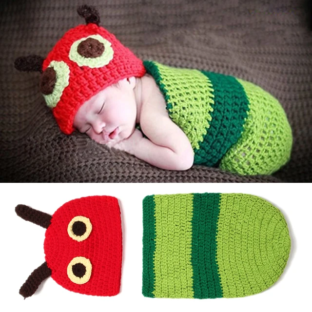 handmade newborn baby pod crochet multicolor caterpillar worm hat