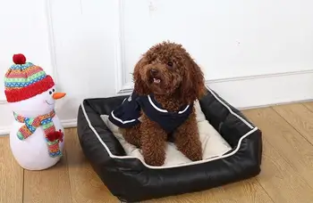 

pu leather waterproof dog beds with pad inside, cat warm and comfort mat, brown and black available