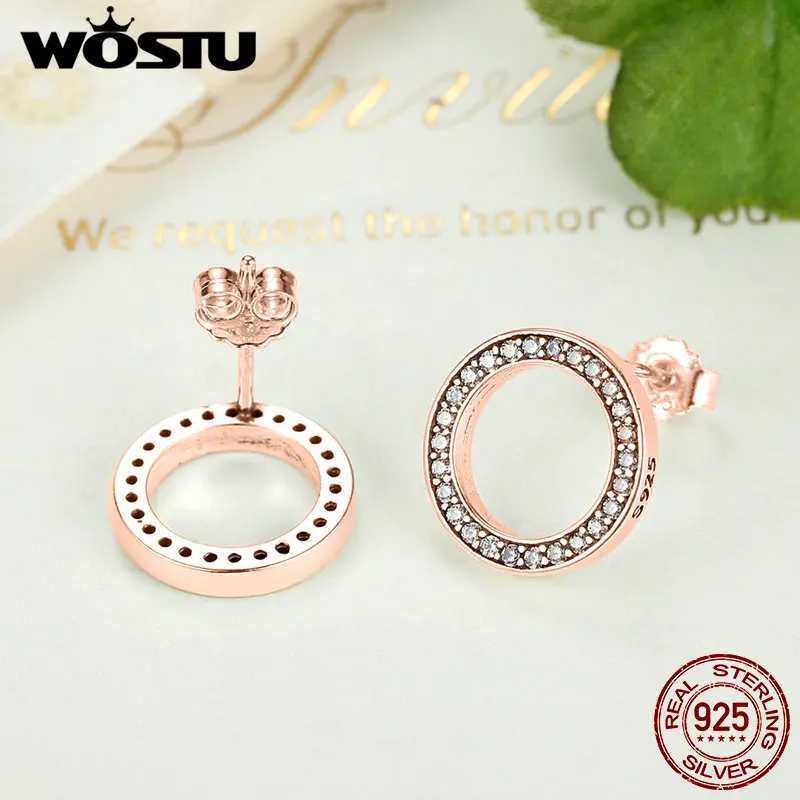 100% 925 Sterling Silver & Gold Color Forever Stud Earrings With & Clear CZ For Women Original Fine Jewelry Gift - Image 3