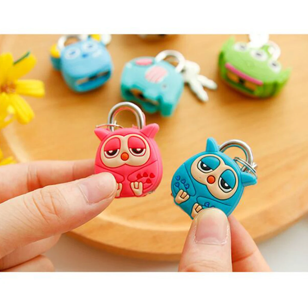 1 Set Silicone Metal Cute Animal Mini Cartoon Lock Novelty Padlock for Suitcase Luggage Safety for Drawers Closets DIY Craft 