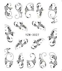 Yzwle черный цветок лоза ногтей Вода стикер лист кружева дизайн слайдер дизайн ногтей Наклейка Красота фольги украшения