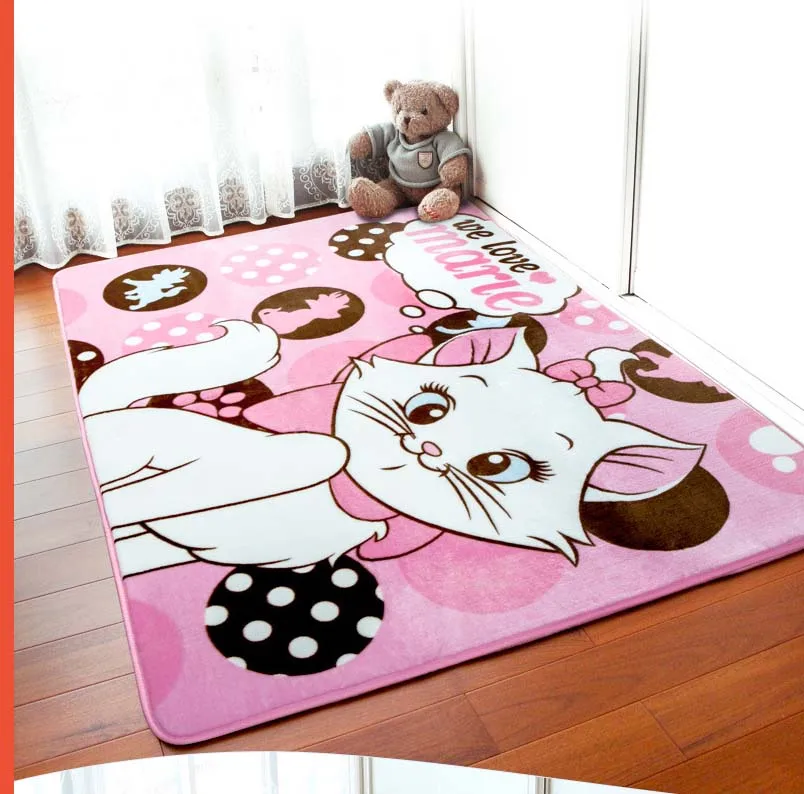 Розовый детский игровой коврик с котом, коврик для ползания, Детский ковер, коврик с изображением кота+ розовый развивающий коврик для детей, игровой коврик - Цвет: 130x185 cm