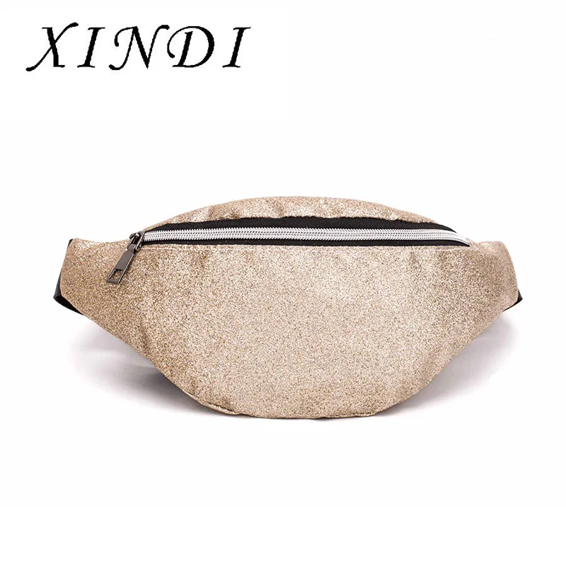 

PU leather Waist Pack women Travel exercise Waist Bags fashion Luxurious sequin Bum Hip Bag brand Shoulder messenger bag design