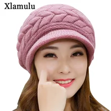 Xlamulu женская зимняя вязаная шапка Skullies, Женская Зимняя кепка, женская шапка для девочек, шапка, женская шапка Snapback Beanie, s