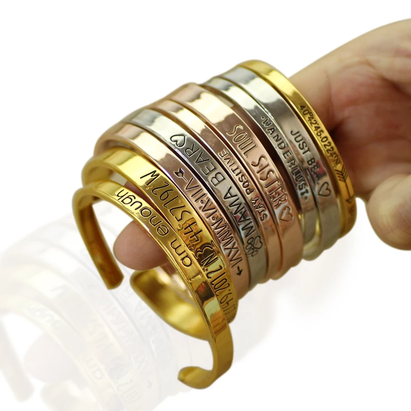 

9 Types Lettering Bracelet Bangles I Am Enough Soul Sister MAMA BEAR Stay Positive Men Women Bracelet Gift