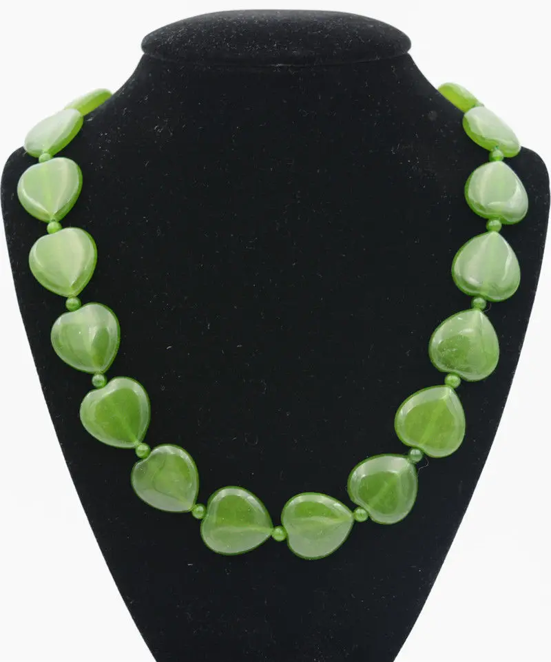 

Fashion 20mm natural Russia jasper heart-shaped necklace 18 " WW