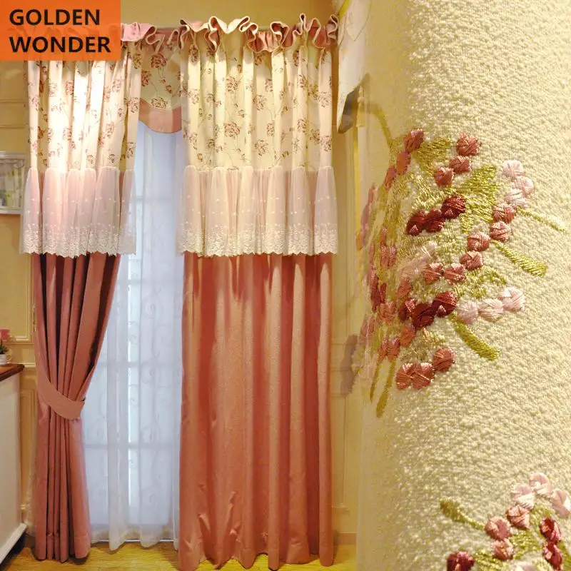 Korean Style Lace Curtain Princess Curtains For Living Room Finished Bedroom Decoration Flower ...