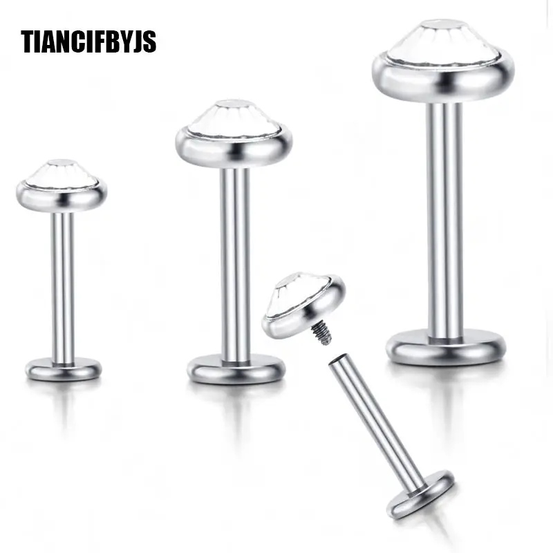 TIANCI FBYJS Piercing Gauges 60pcs Gem Labret Monroe Lip Rings Helix