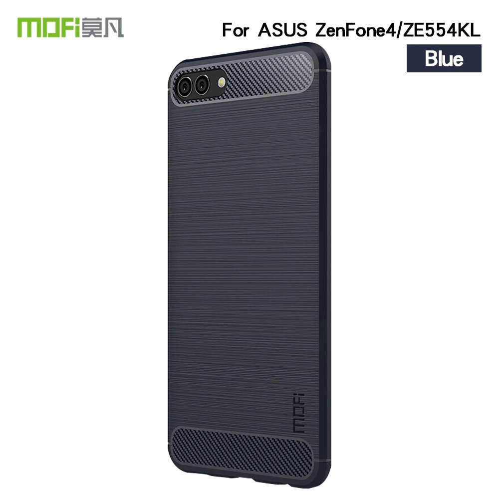 Для ASUS Zenfone 4 ZE554KL MOFI Мягкий ТПУ чехол Чехол из углеродного волокна для ASUS Zenfone 4 ZE554KL чехол для телефона Fundas задняя крышка - Цвет: Синий