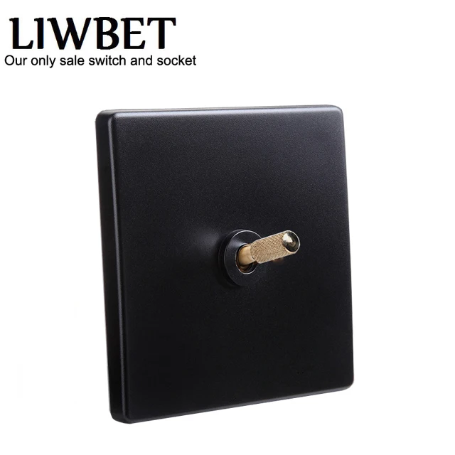 

10A wall switch and black color panel light switch with 1 Gang / 2 Gang / 3 gang / 4 Gang 2 way lamp switch with gold toggle