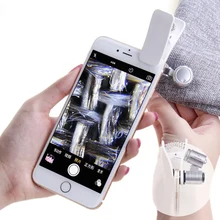 60x карманный микроскоп камера Лупа увеличительное стекло с Светодиодный УФ детектор валюты и клип на любой смартфон