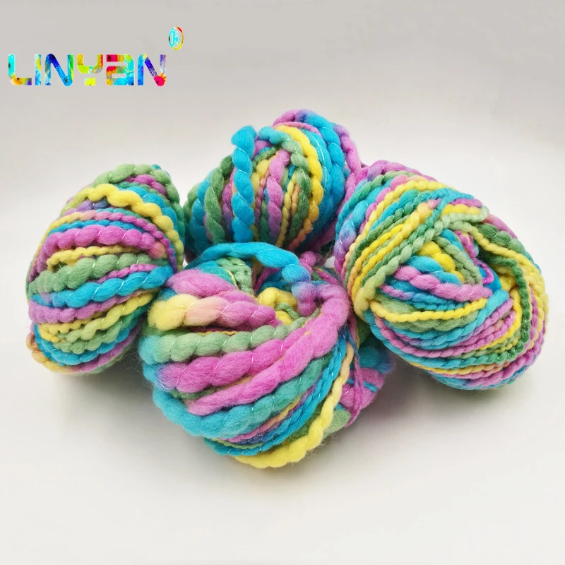 4 pieces*50g 100 wool Big belly Yarns crochet yarn Dyeing colorful
