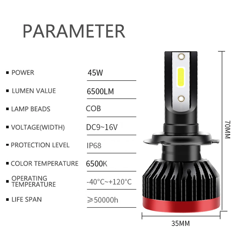 2 х 48W 6500K COB H4 светодиодный H7 H11 H8 H1 H3 12-24V автомобильные лампы для передних фар 6500LM 9005 9006 Автомобильные фары для автомобилей Ford BMW Benz Toyota