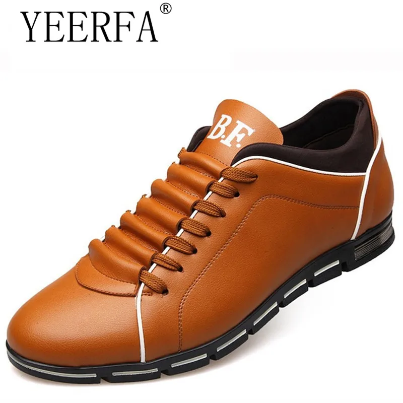 

YIERFA New 2018 Big Size 38-48 Men Casual Shoes Fashion Leather Shoes for Men Summer Men's Flat Shoes Dropshipping