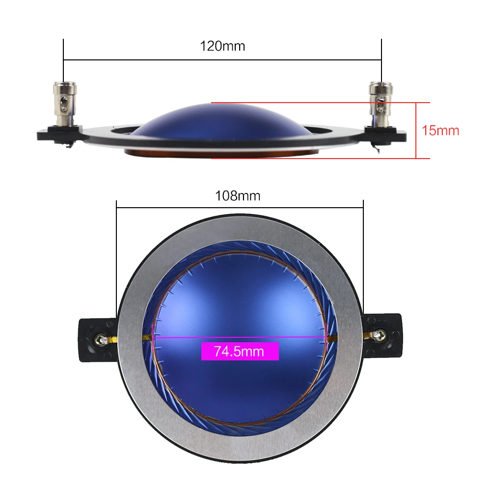 GHXAMP 2 шт 74,5 мм синяя пленка ВЧ звуковая катушка ВЧ-динамик диафрагма драйвер алюминиевый плоский 75 ядерный динамик ремонт DIY