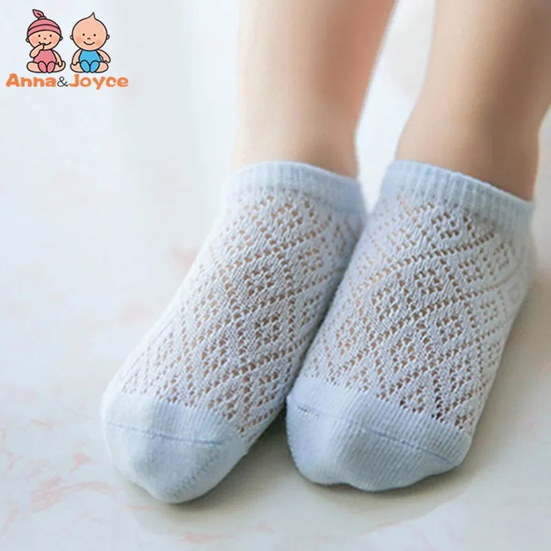 5 пар/лот, детские летние вентилируемые с сеткой носки, мягкие хлопковые носки для мальчиков и девочек, короткие носки для детей 0-8 лет
