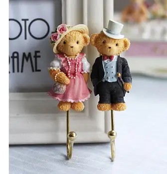 

2PCS Rural creative household decoration clothing hat door iron art hanging hook Korea style statues sculpture Home wedding dies