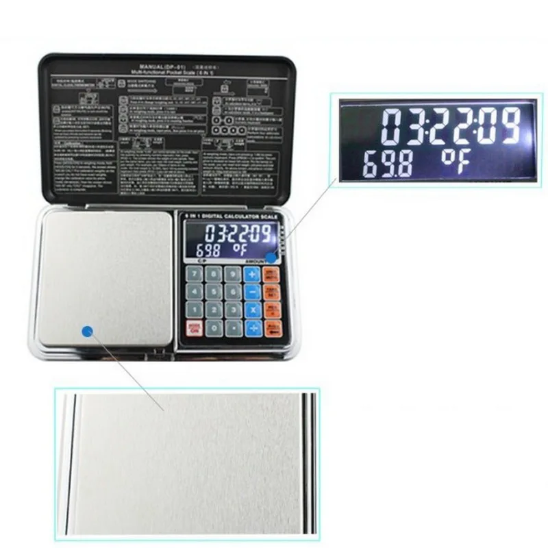 Urijk Multifunction Pocket Scale 6 In 1 Digital Calculation Scale 100/200/300/500/1000g 0.01/0.1g Jewelry Scales Weight Balance