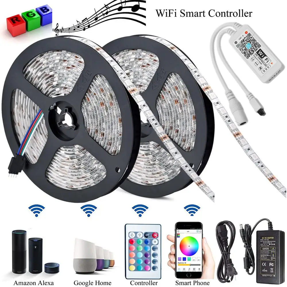 DC12V 5050SMD RGB WIFI Светодиодная лента 10 м 5 умная гибкая света волшебное домашнее