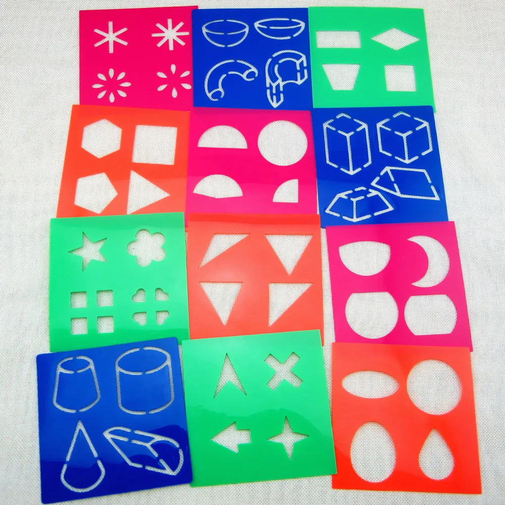 12designsset stencils for painting kids drawing templates plastic shapes boards baby hot toys for children 128x128x06mm - Kids Drawing Stencils 12designsset stencils for painting kids drawing templates plastic shapes boards baby hot toys for children 128x128x06mm - Kids Drawing Stencils