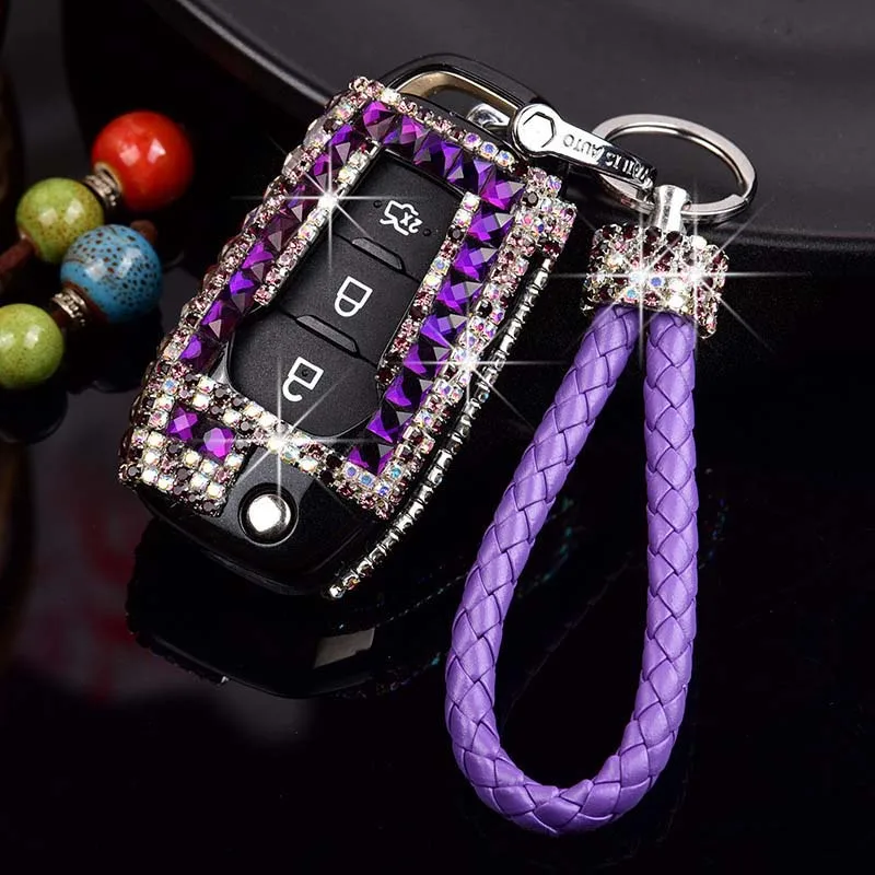 Rope purple Чехол для ключей автомобиля, украшение для Ford Escort Mondeo Everest Freddy Kuga Fiesta Escape Ecosport Ranger, Fusion - Название цвета: Rope purple