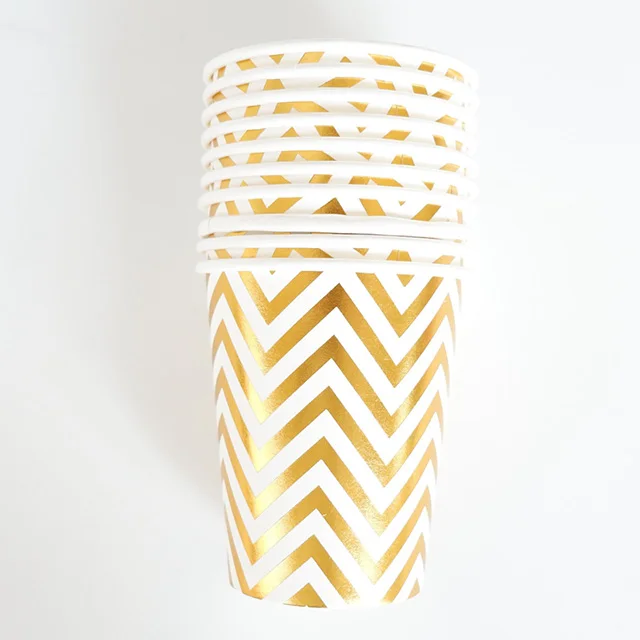 cup 10pcs 10 шт./лот, вечерние бумажные стаканчики с золотыми волнами, украшение на день рождения, тематический фестиваль для детей, девочек и мальчиков - Цвет: cup 10pcs