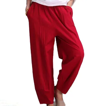 

New Women Pants 2016 Harem Pants Wide Leg Bloomers Elastic Waist Linen Pants Women Trousers Casual Pants BL1468