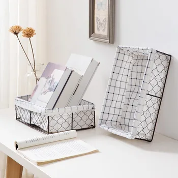 

Iron art Desktop Storage Basket Toy Cosmetic Books Sundries Storage Box Stationery Case Container With Interlining