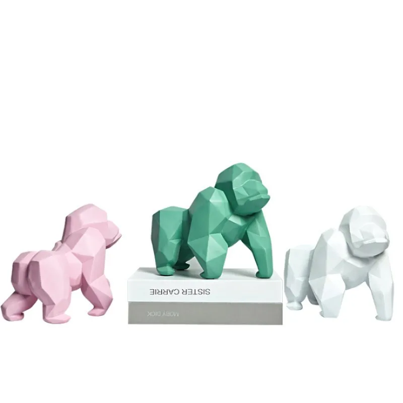Скульптура из смолы орангутанга, модель офисного бара, белый орангутанг, ремесла, украшения, животное, оригами, абстрактное геометрическое украшение статуи