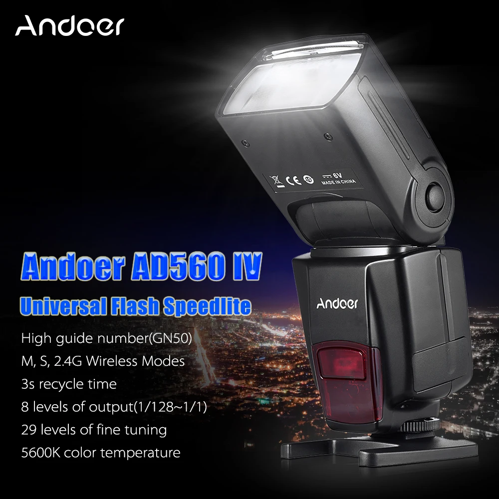 Andoer AD560 IV Pro On-camera Slave speed lite Flash Light GN50 с триггером вспышки цветные фильтры Горячий башмак крепление для Canon Nikon