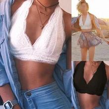 Сексуальный бюстгальтер без косточек женский прозрачный, кружевной, с цветами треугольник бюстье Холтер бюстгальтер укороченный топ нижнее Белье Танки женское нижнее белье