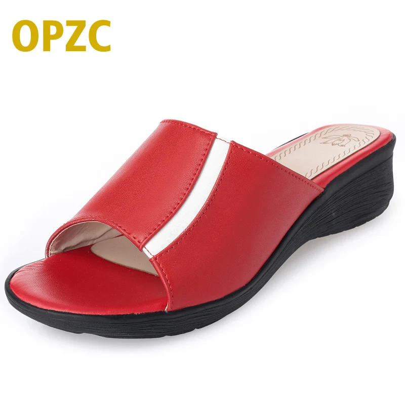 

AIYUQI 2019 New arrival fashion summer woman's Cool slippers genuine leather. Color combination women shoes comfortable wedges