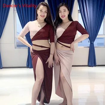 

Sexy Belly Dance Belly Dance Placketing Long Skirt 2 pcs Fit For Women Performance Deep V-neck Dance Costumes