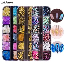 3D украшения для дизайна ногтей блестки хлопья гвоздь стразы аксессуары жемчужные бусины Металлические очаровательные гвозди шпильки ювелирные изделия