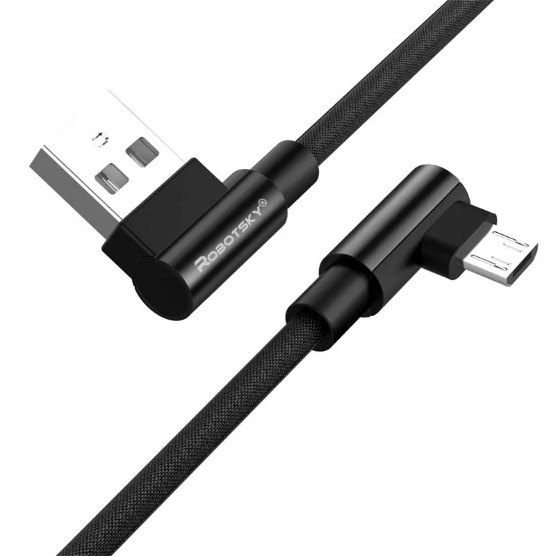 Micro usb кабель для быстрой зарядки 90 градусов micro usb зарядное устройство Microusb кабель для передачи данных для xiaomi redmi huawei LG кабель для планшета micro usb - Цвет: Black