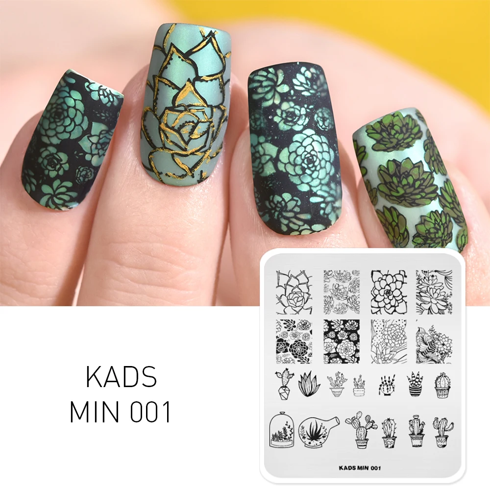 KADS Succulent plants nail stamp stamping plate Template Image Manicure  Plate Stamp for nail art Tools - AliExpress Beauty & Health