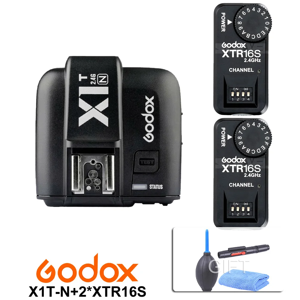 Godox X1T-N ttl 2,4G Беспроводной триггер для NIKON+ 2x XTR-16S приемник вспышки для V850 V860C V850II V860IIC V860N V860II-F V850II