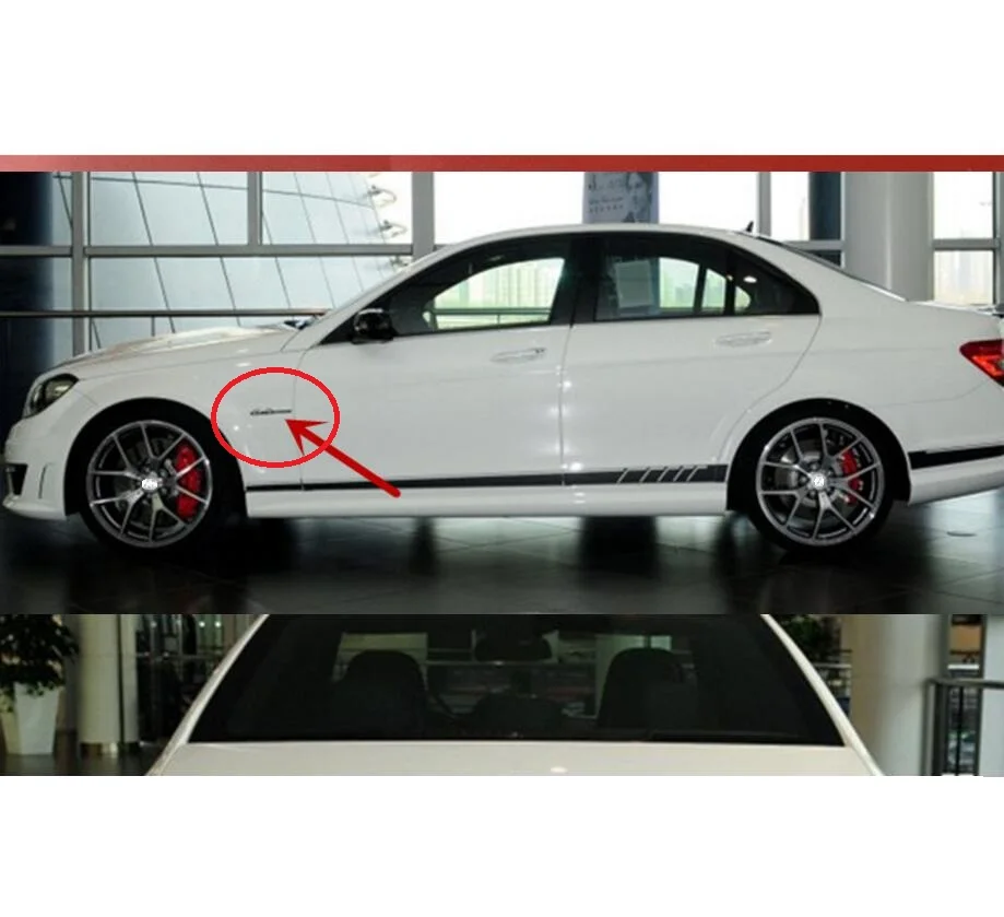 Хром матовый черный глянец номер 6 3 крыло Эмблемы для Mercedes Benz AMG W207 W211 W212 W203 W204 W205 c63