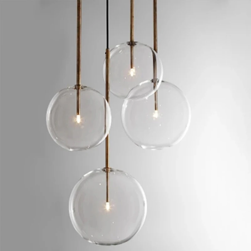 

Nordic Creative LED Chandelier Personality Round Glass Wrought Iron Living Room Restaurant Cafe Bar Table Lamp Bedroom G4