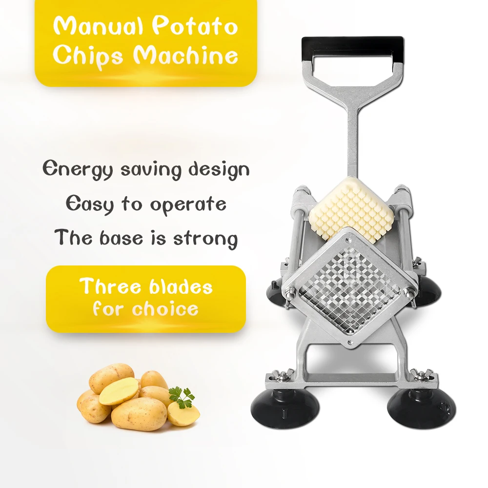  Manual Potato Machine French Fry Cutters Potato Chip Carrot Slicers Cutter 6/9/12mm Blade Aluminum  - 32970741727