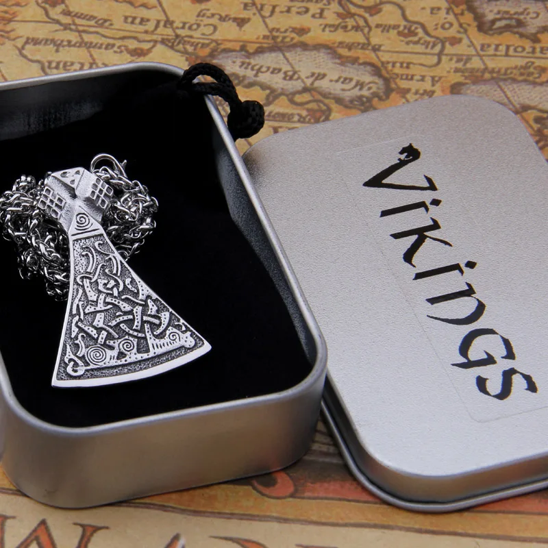 

Dropshiping new arrival stainless steel Viking Dragon Axe rune pendant necklace men gift