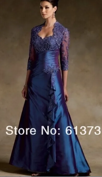 

custom a-line vestido de madrinha 2014 new fashion beading lace sexy long Mother of the Bride Dresses with jacket free shipping