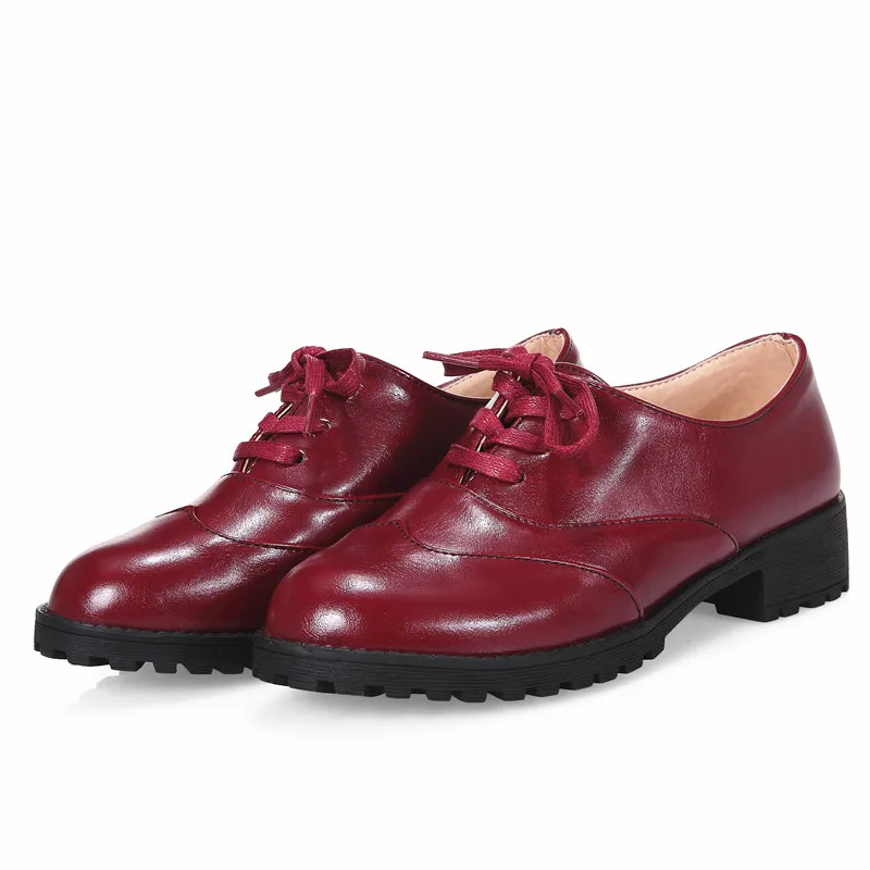 

2016 New Spring Women Oxfords Shoes British Style Lace Up Platform Ballerina Flats Genuine Leather Moccasins Ladies Shoes Black